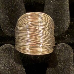 2 Bamboos Sterling Silver Woven Wire Statement Ring Men's‎ Size 10.5